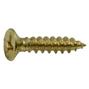 MIDWEST FASTENER Wood Screw, #7, 3/4 in, Plain Brass Flat Head Phillips Drive, 35 PK 69865